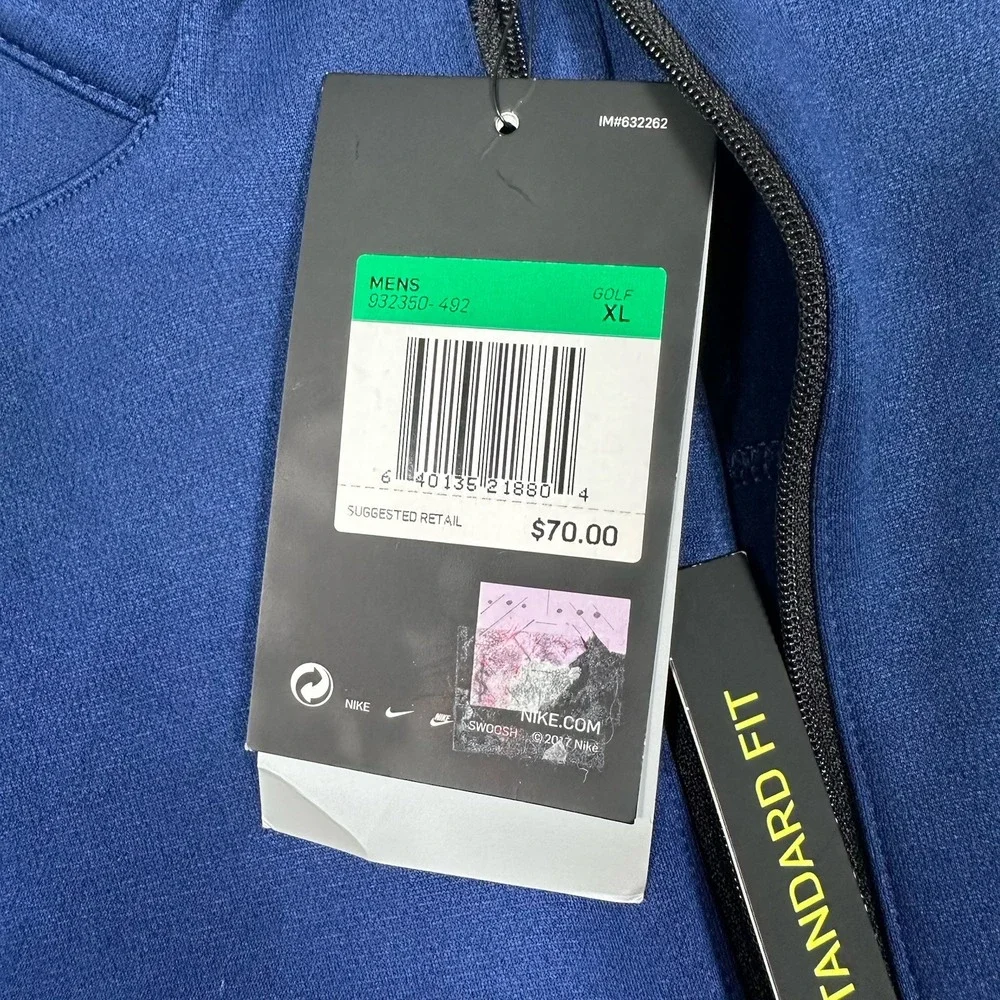Nike Golf Pullover Mens Size XL Blue Therma Fit 1/4 Zip Long Sleeve NEW